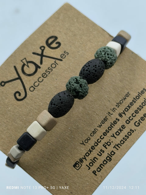 Ceramic beads men's bracelet, Mountain