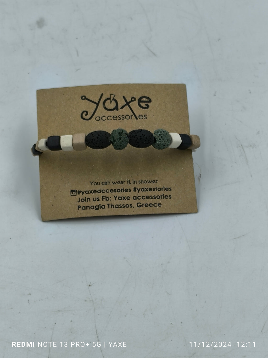 Ceramic beads men's bracelet, Mountain