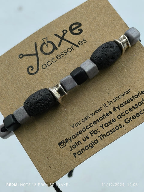 Ceramic beads men's bracelet, Pebbles