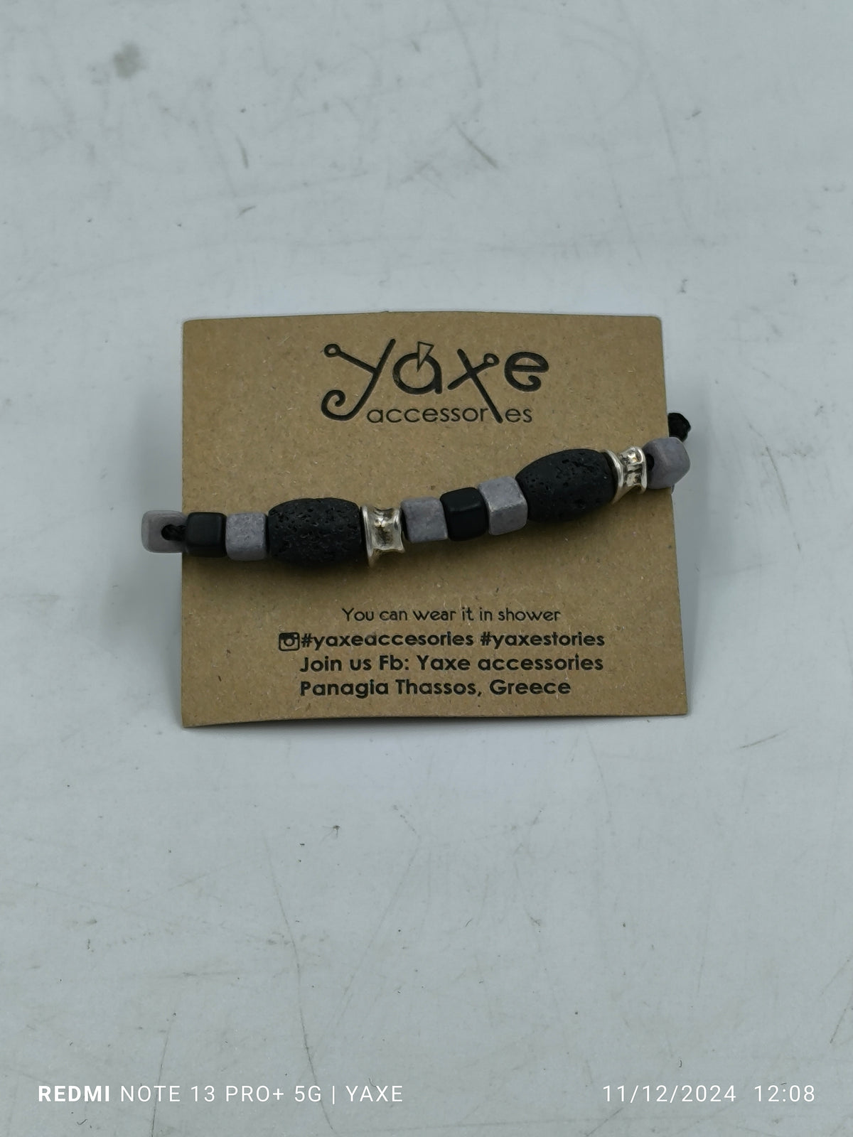 Ceramic beads men's bracelet, Pebbles