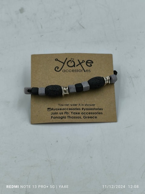 Ceramic beads men's bracelet, Pebbles