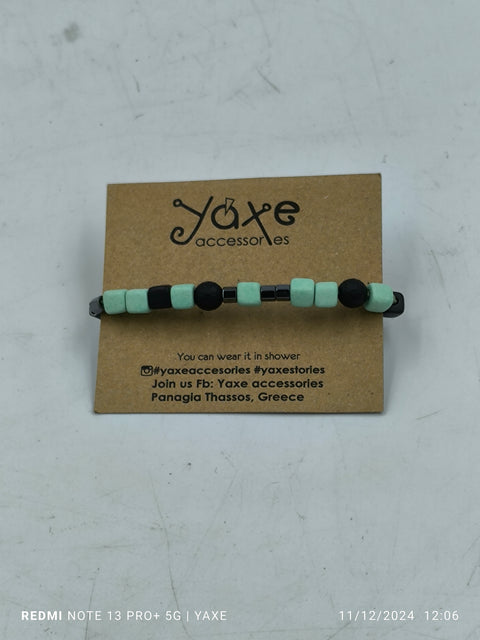 Ceramic beads men's bracelet, Grass