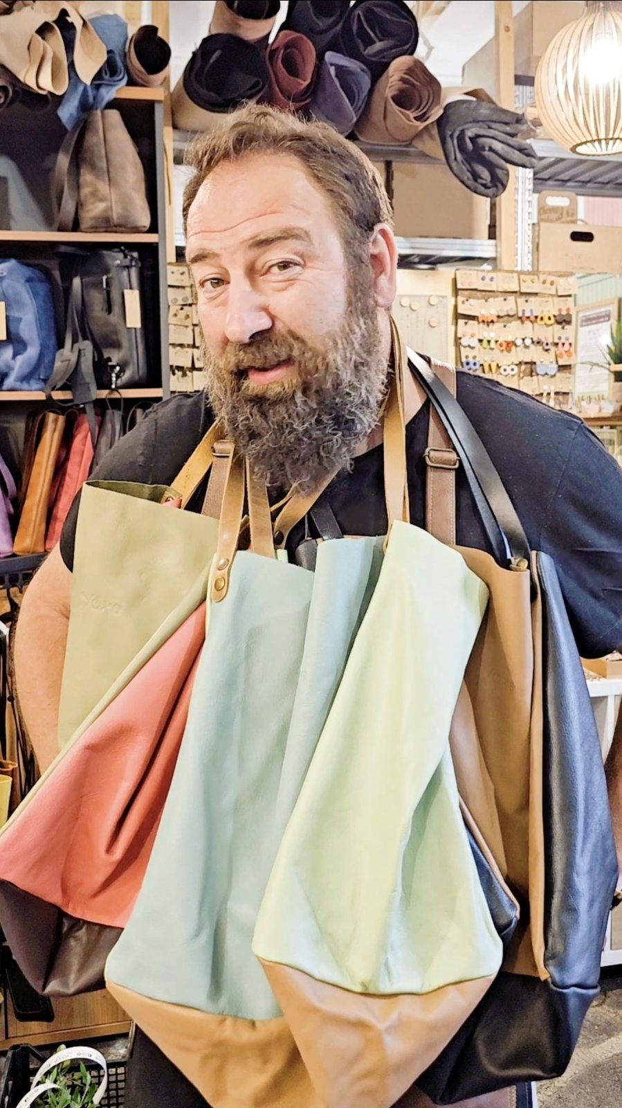 Μαύρη Δερμάτινη Oversized Τσάντα Ώμου