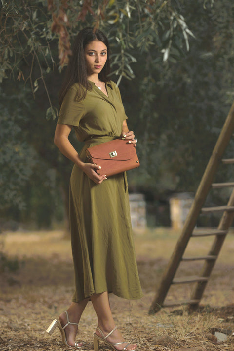 Handmade Brown Teracotta clutch Leather Women Bag - Handmade bags & jewelry Bags