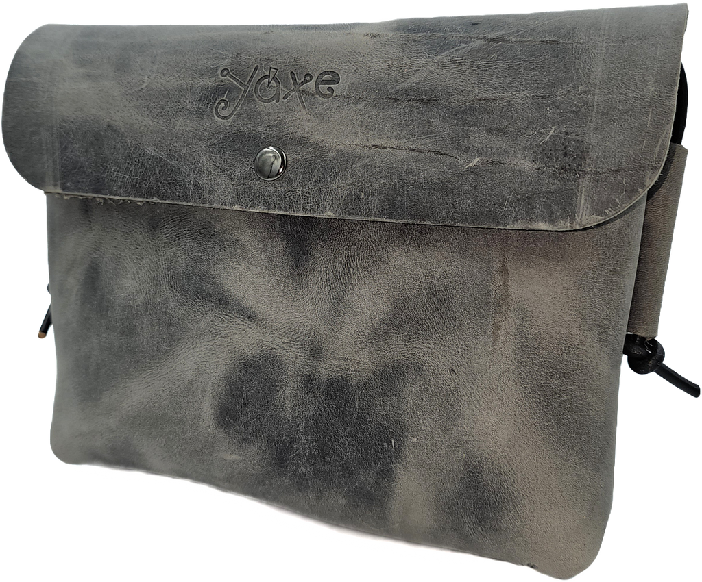Women's grey leather crossbody bag