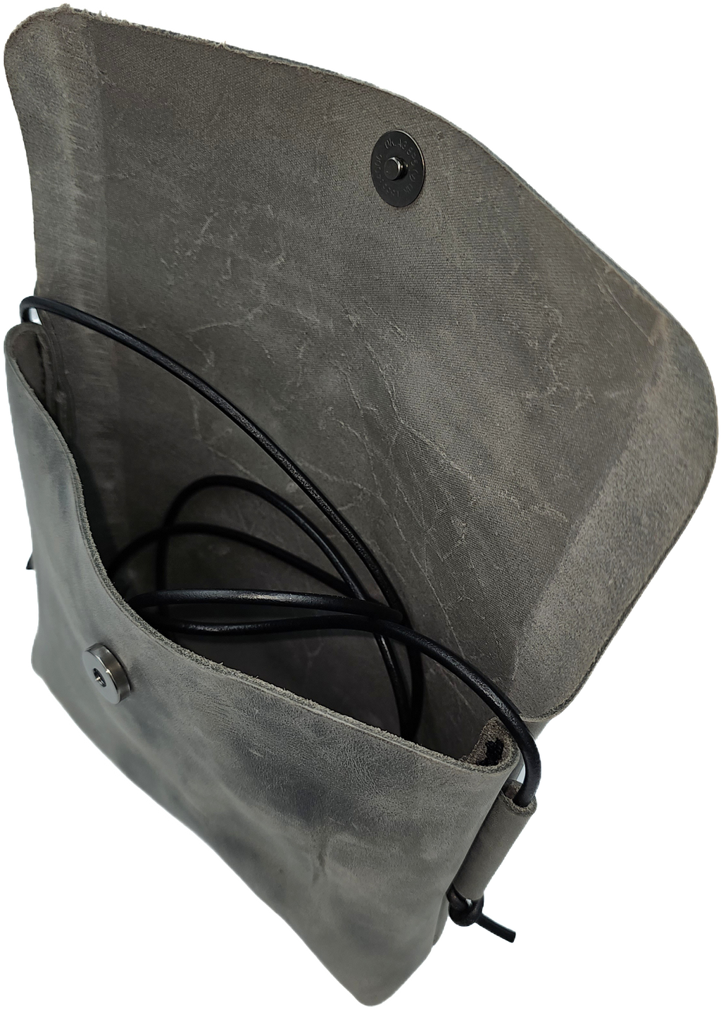 Women's grey leather crossbody bag