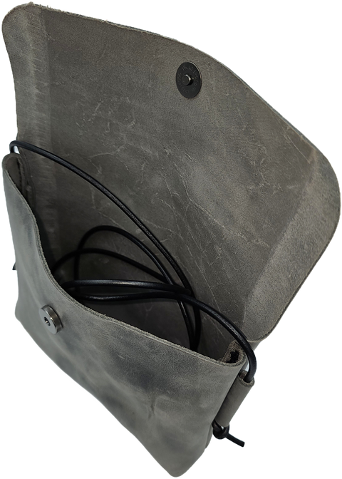 Women's grey leather crossbody bag