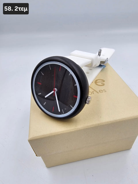 White Silicone Band Women Wood Watch