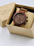 Men's wooden watch with olive red sandalwood and genuine leather strap