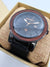Men's wood watch with red sandalwood and genuine leather strap