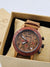 Men's wooden watch with olive red sandalwood and genuine leather strap