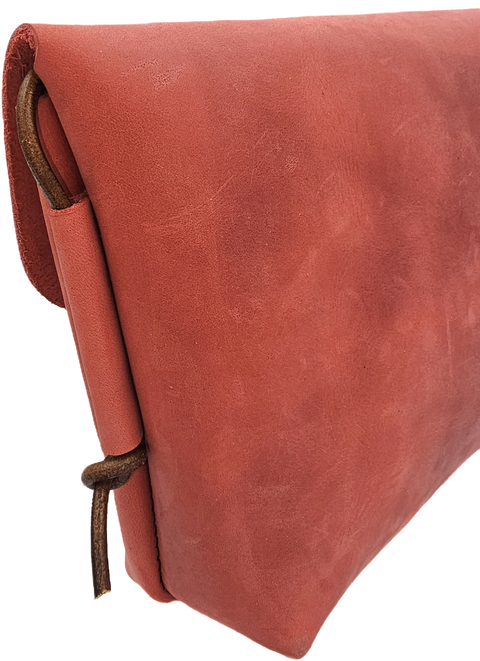 Women's leather crossbody bag in red colour