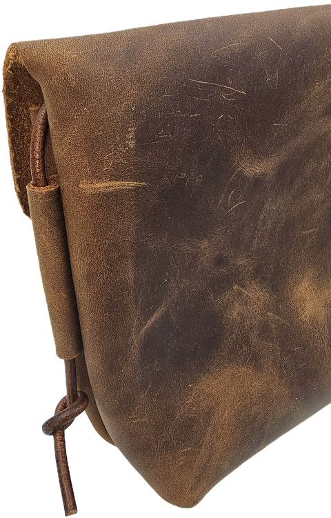 Dark crazy horse brown women's leather crossbody bag