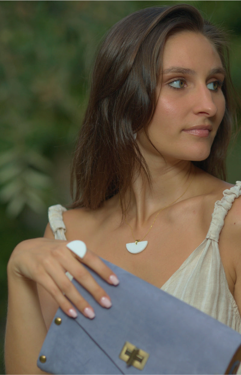 Thassos White Marble Half Moon Ring – Luxury Greek Craft - Handmade bags & jewelry Handcrafted Jewellery