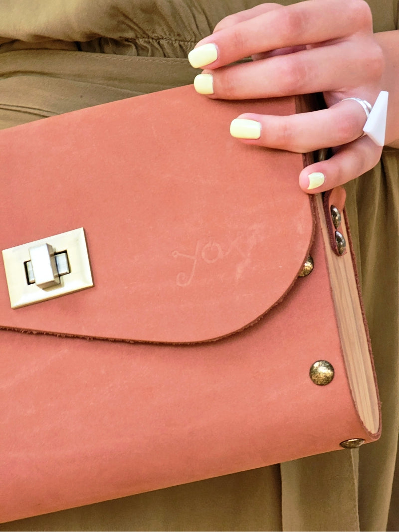 Handmade Brown Teracotta clutch Leather Women Bag