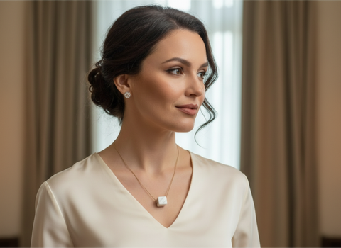 Thassos white marble cube necklace - Handmade bags & jewelry Handcrafted Jewellery