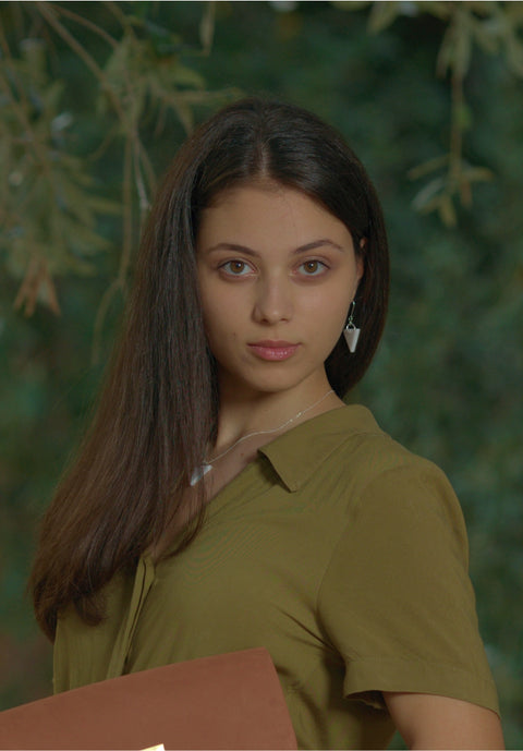 White marble earrings triangle shape statement drop - Handmade bags & jewelry Handcrafted Jewellery