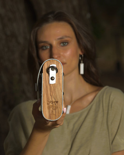 Sophisticated White Leather & Wood Accent Women's Handbag - Handmade bags & jewelry Bags