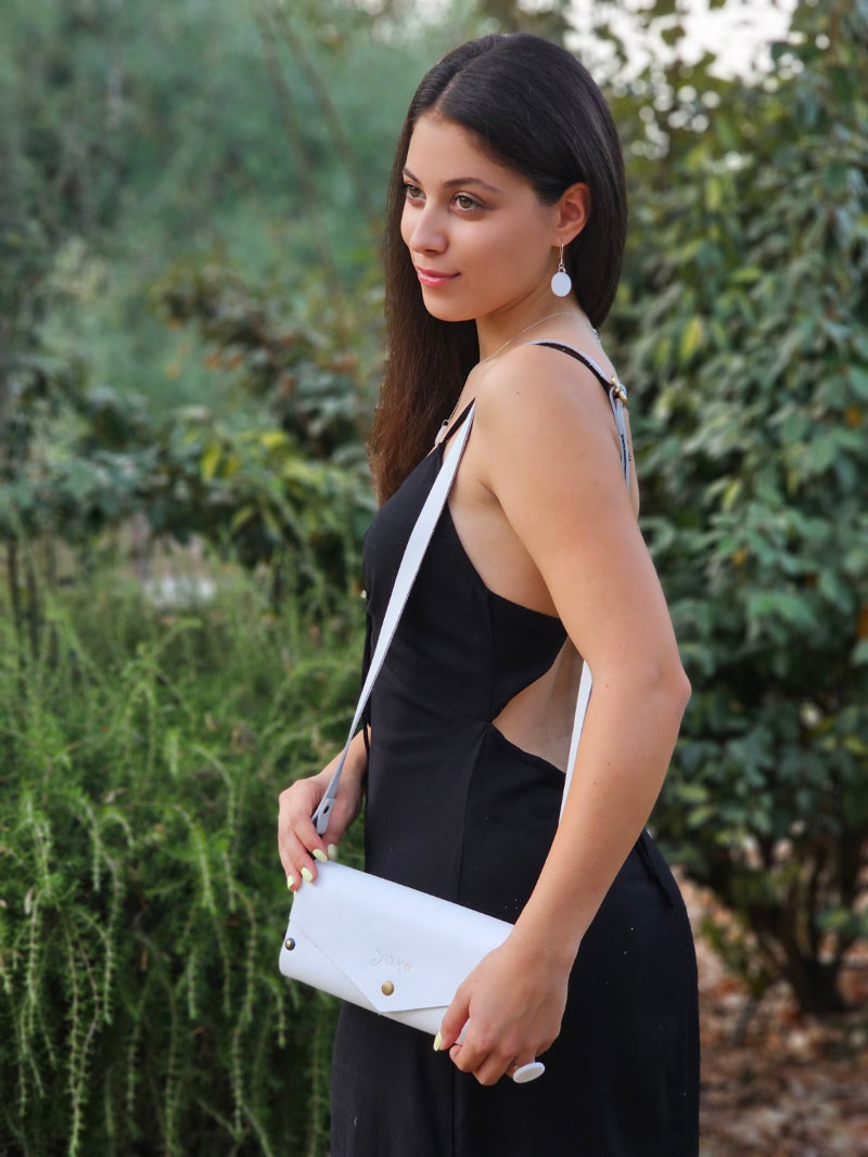 White vachetta leather small women clutch - Handmade bags & jewelry Bags