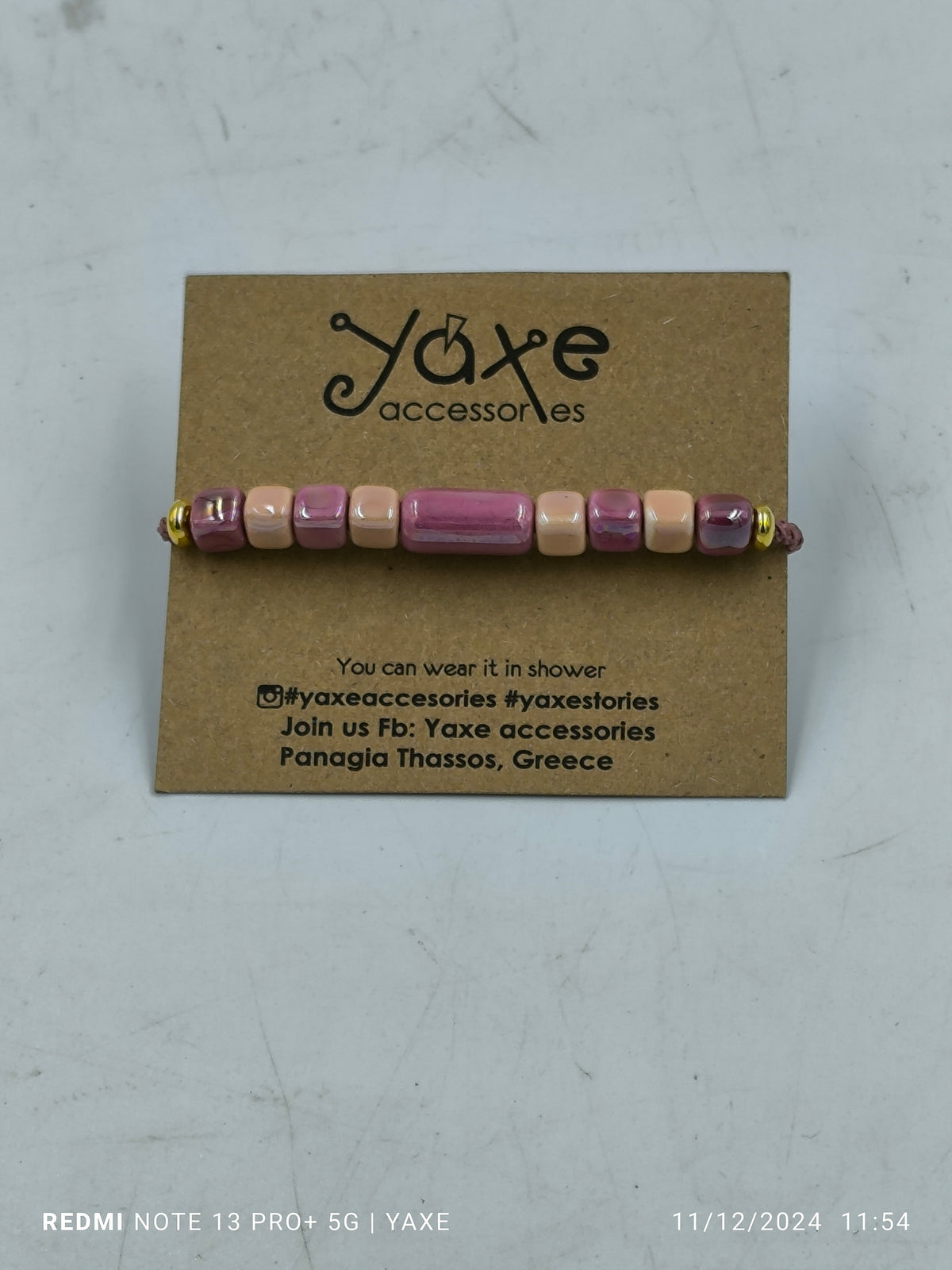 Ceramic beads women's bracelet, Pink