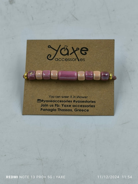 Ceramic beads women's bracelet, Pink