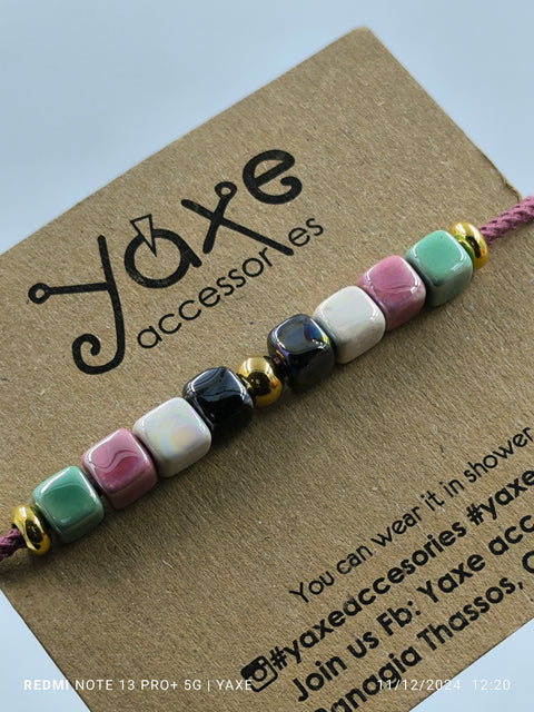 Ceramic beads women's bracelet, multicolor