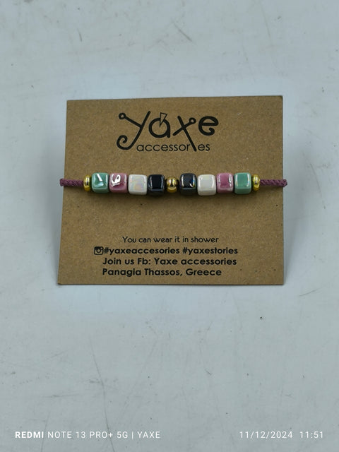 Ceramic beads women's bracelet, multicolor
