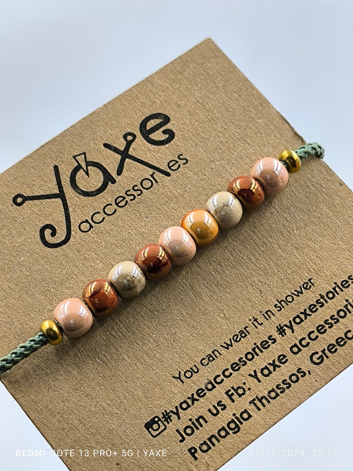Ceramic beads women's bracelet, Orange