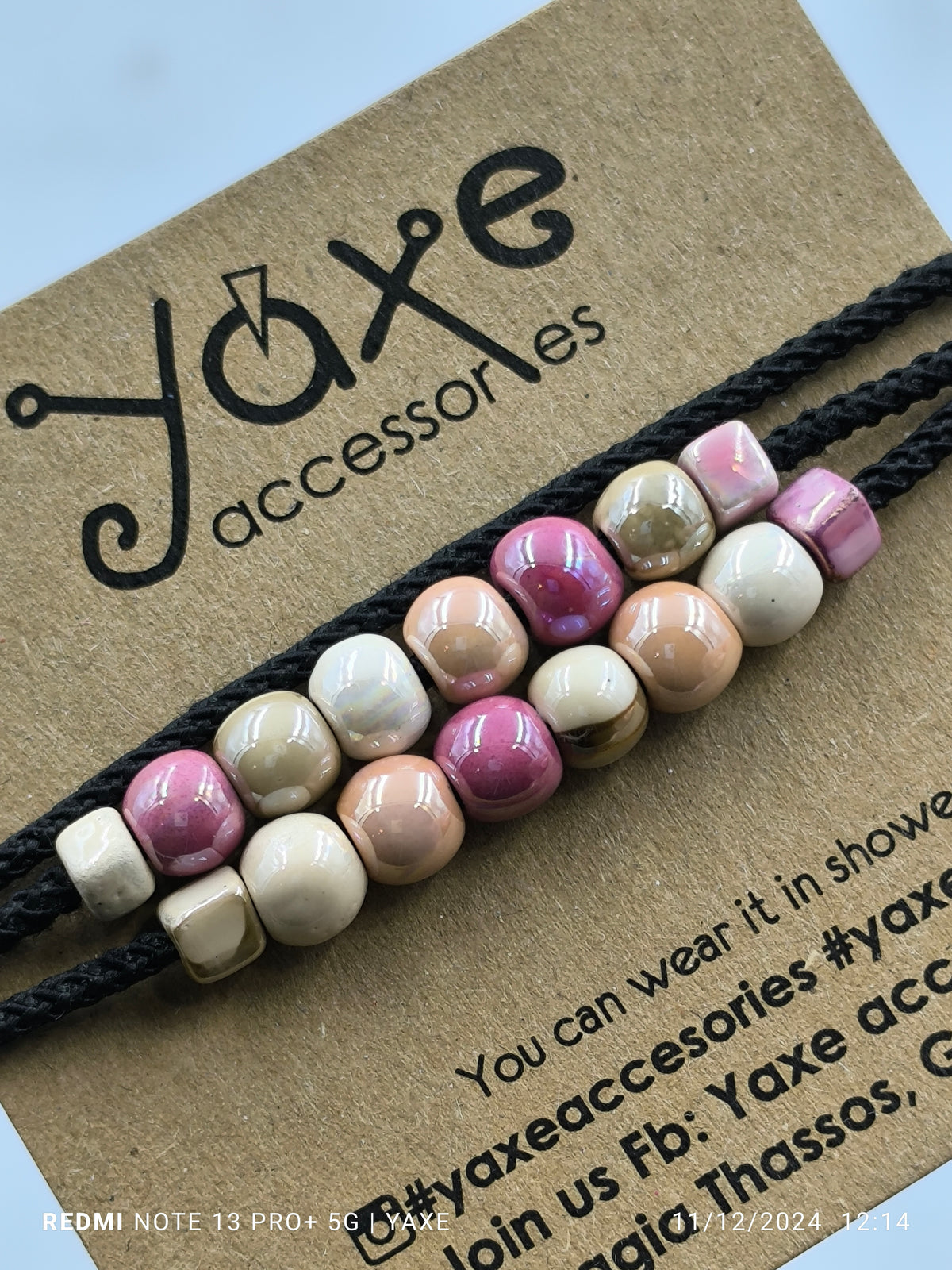 Triple ceramic beads women's bracelet, Lollipop