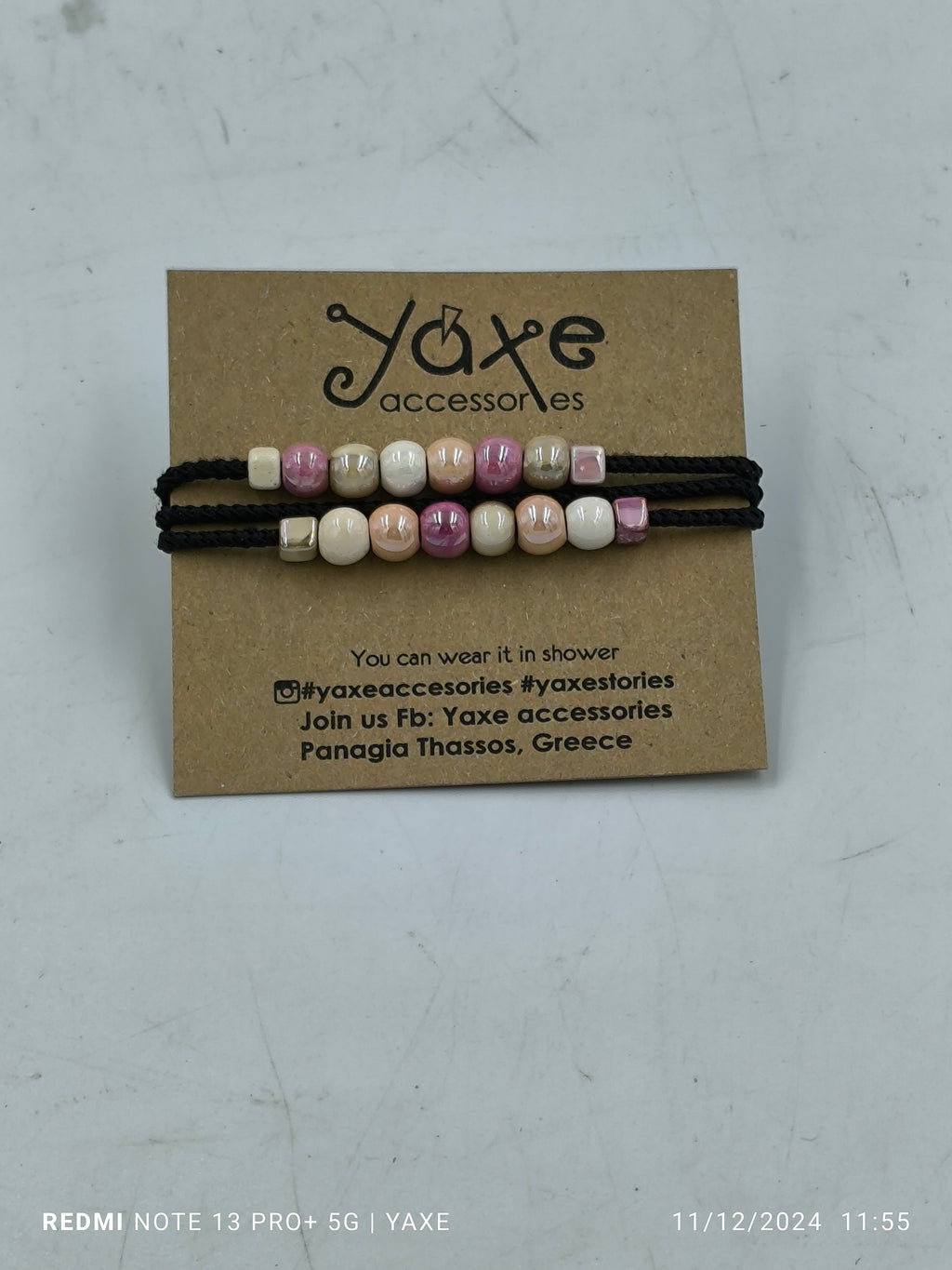 Triple ceramic beads women's bracelet, Lollipop