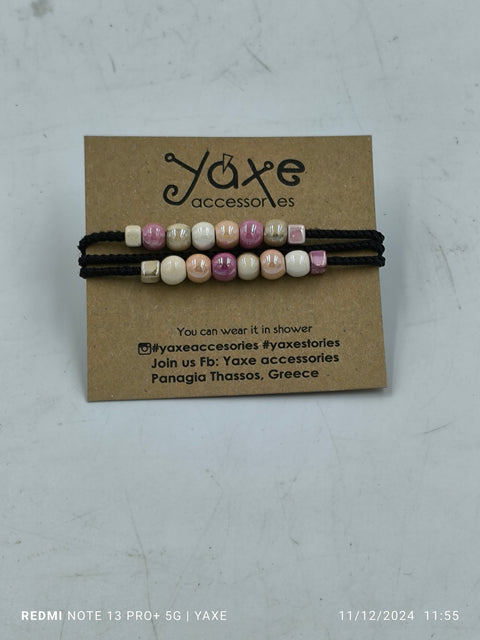 Triple ceramic beads women's bracelet, Lollipop