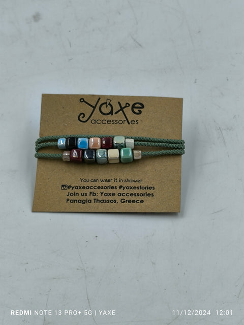 Triple ceramic beads women's bracelet, Garden