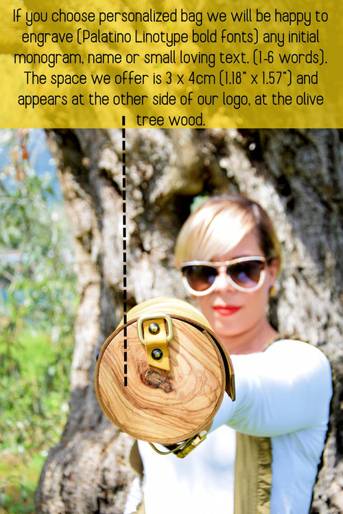 Yellow cylinder leather and wood women bag - Handmade bags & jewelry Bags