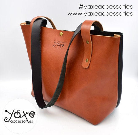 Black and brown tampa leather tote women bag