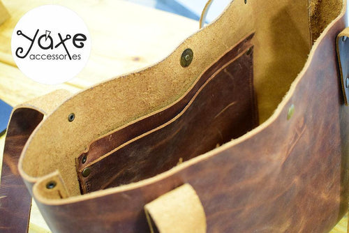 Brown leather tote women bag "Crazy horse"