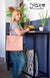 Pink tote women bag from leather and olive tree wood