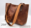 Brown leather tote women bag "Crazy horse"