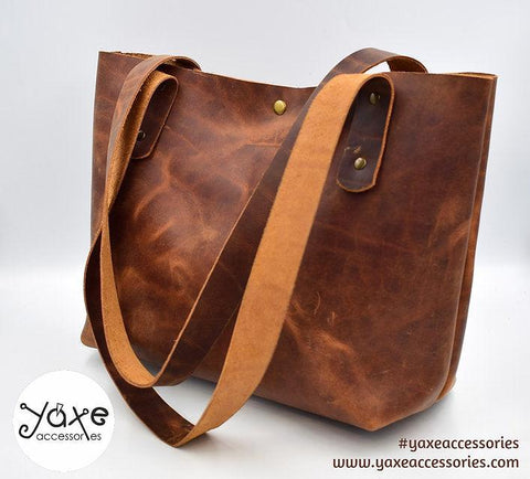 Brown leather tote women bag "Crazy horse"