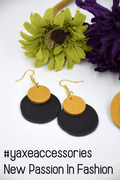 Double moon long leather earrings