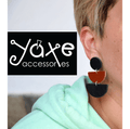 Black brown semicircles leather earrings