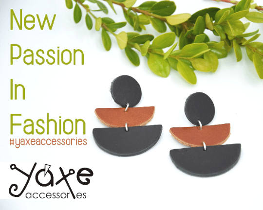 Black brown semicircles leather earrings