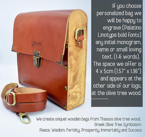 Brown tampa coffee leather and olive wood shoulder crossbody men's bag
