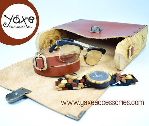 Brown tampa coffee leather and olive wood shoulder crossbody men's bag