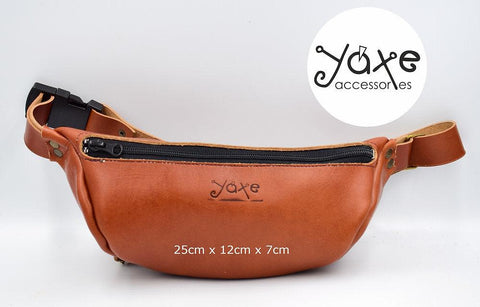 Brown tampa leather banana bag - Unisex leather fanny pack