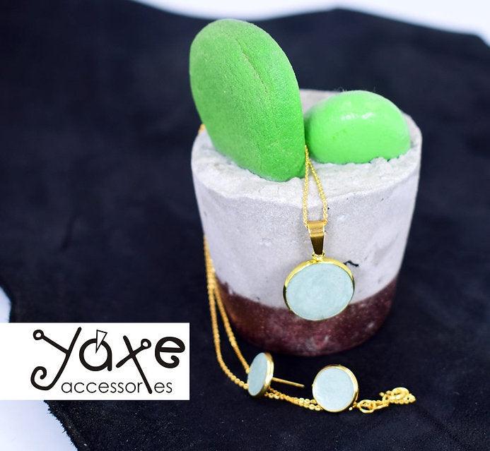 Minimalist Concrete Jewelry Set: Stainless Steel Elegance Mint