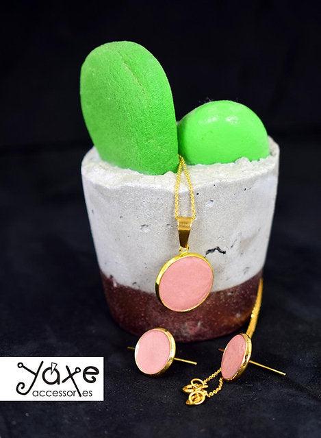 Concrete jewelry earrings & necklace set Teracotta