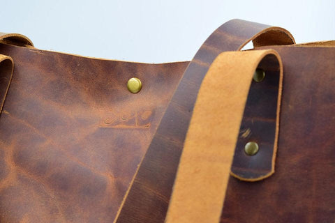 Brown leather tote women bag "Crazy horse"