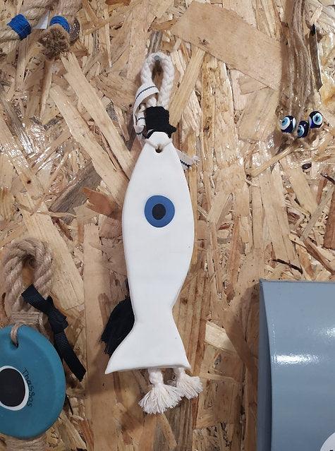 Evil eye Greek traditional lucky charm - Mati Fish Big