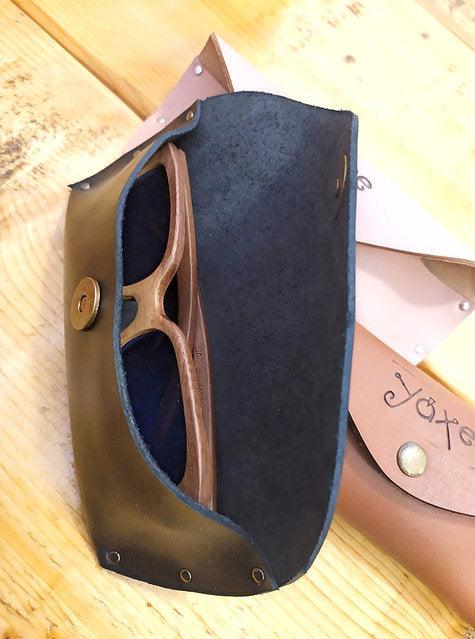 Handmade leather glasses case