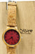 Red rotten apple kadran wooden wrist watch with cork strap